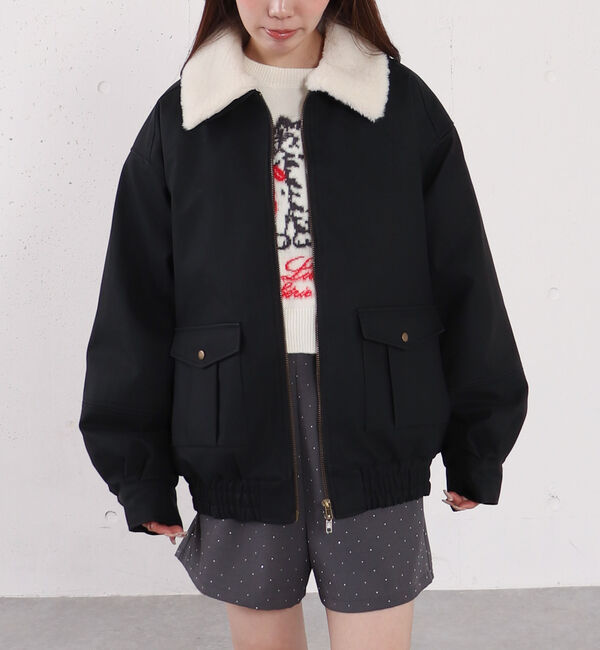 archives「ファー衿付中綿フェイクレザーブルゾン」|その他|