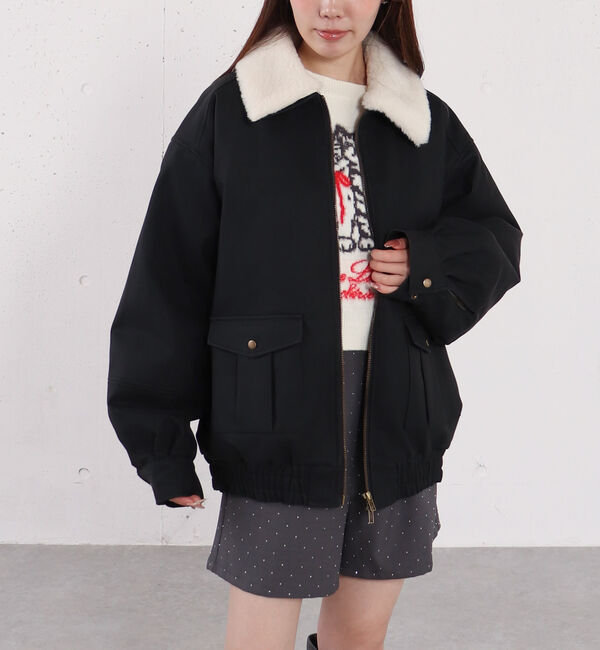 archives「ファー衿付中綿フェイクレザーブルゾン」|その他|