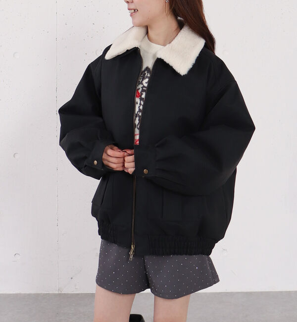 archives「ファー衿付中綿フェイクレザーブルゾン」|その他|