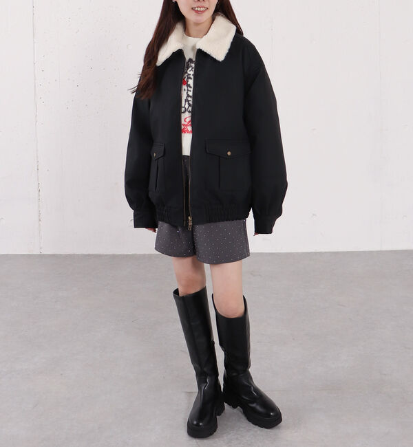 archives「ファー衿付中綿フェイクレザーブルゾン」|その他|