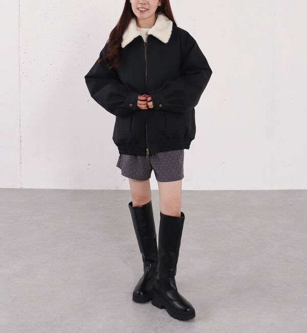 archives「ファー衿付中綿フェイクレザーブルゾン」|その他|