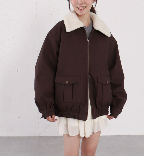 archives「ファー衿付中綿フェイクレザーブルゾン」|その他|