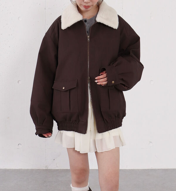 archives「ファー衿付中綿フェイクレザーブルゾン」|その他|