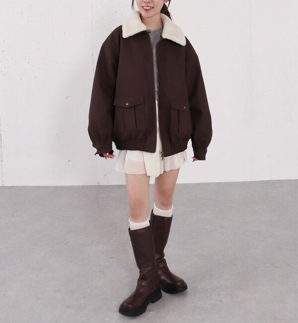 archives「ファー衿付中綿フェイクレザーブルゾン」|その他|