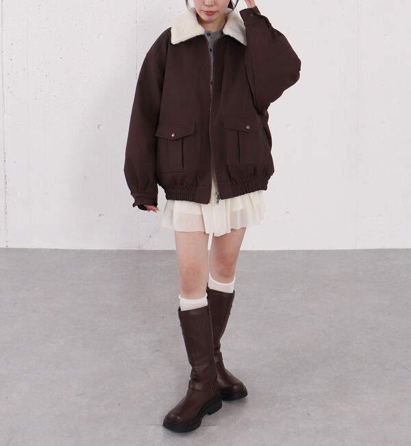 archives「ファー衿付中綿フェイクレザーブルゾン」|その他|
