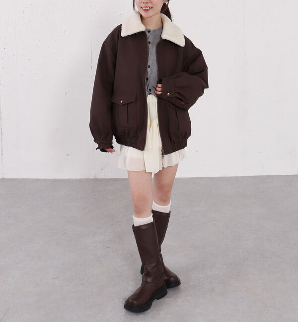 archives「ファー衿付中綿フェイクレザーブルゾン」|その他|