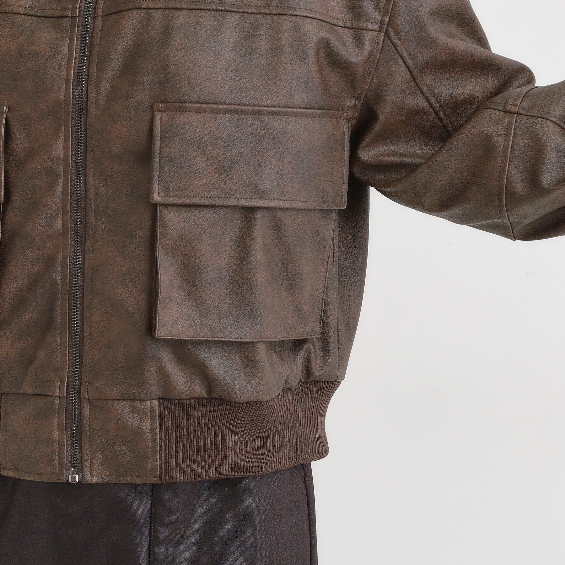 SHOO･LA･RUE「レザー調リブブルゾン」|ブルゾン・スタジャン|