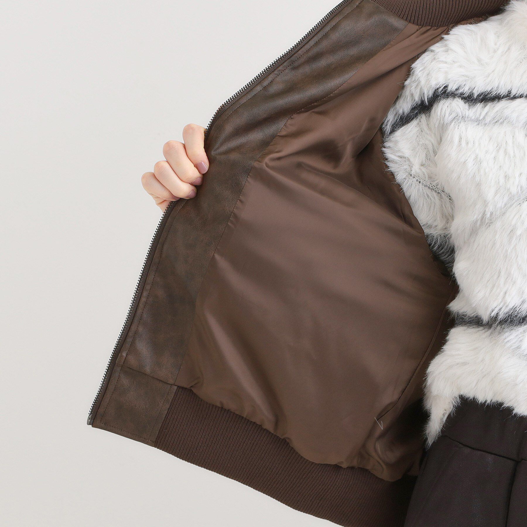 SHOO･LA･RUE「レザー調リブブルゾン」|ブルゾン・スタジャン|