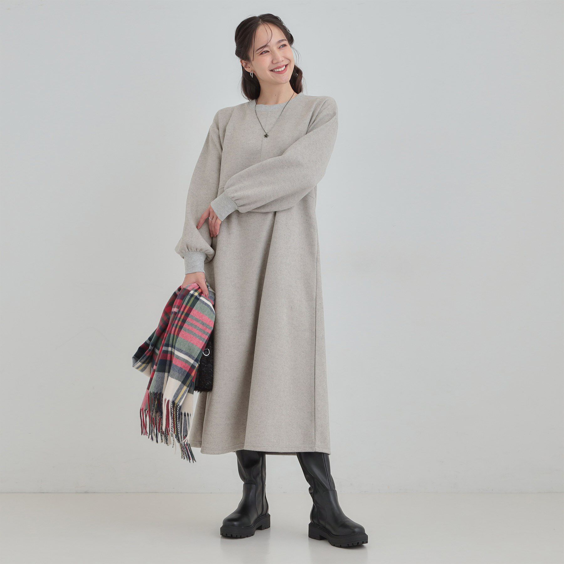 SHOO･LA･RUE「【あったか/S-LL】1枚で着られる Aラインワンピース」|ワンピース|