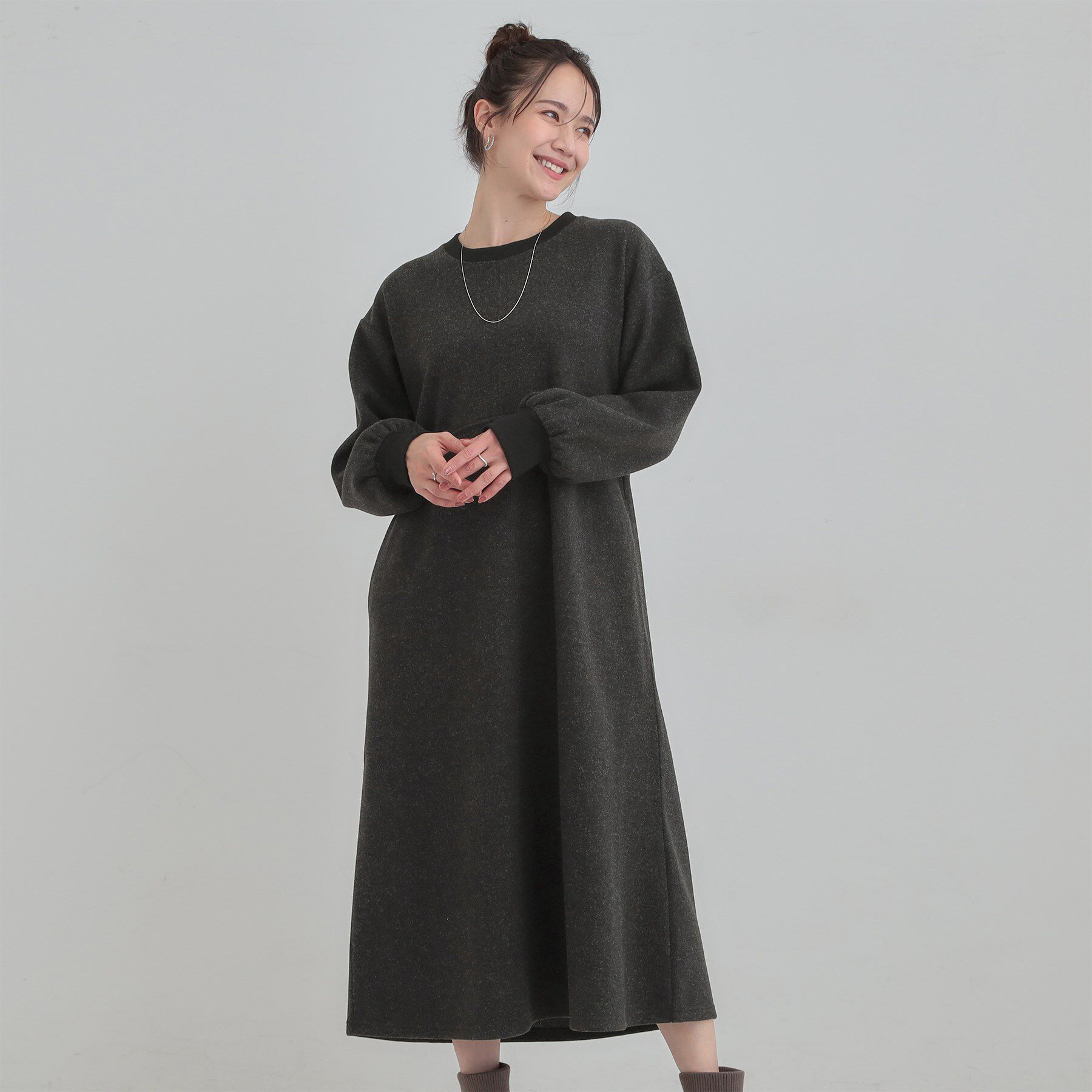 SHOO･LA･RUE「【あったか/S-LL】1枚で着られる Aラインワンピース」|ワンピース|