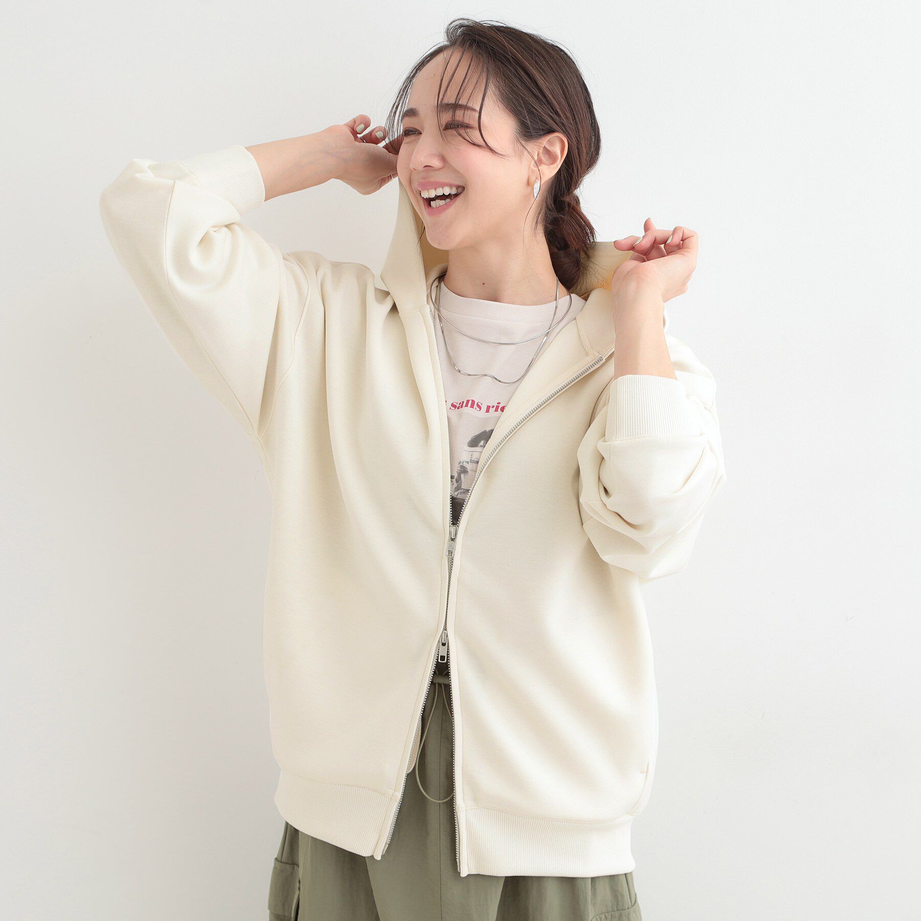 SHOO･LA･RUE「【セットアップ可/S-LL/なめらかタッチ】ZIPパーカ」|パーカー|