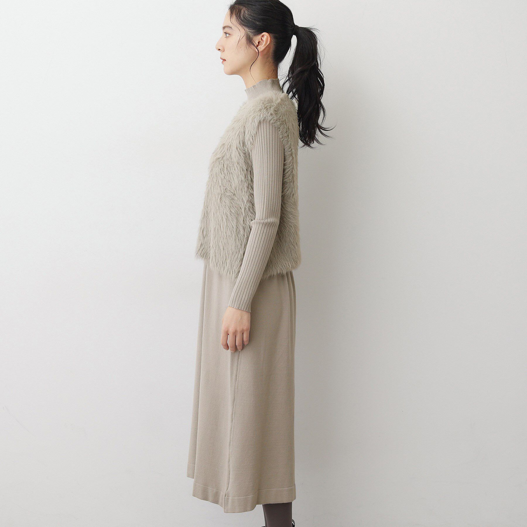 Dessin「【2点セット・洗える】シャギーベストニットワンピース」|スーツ|