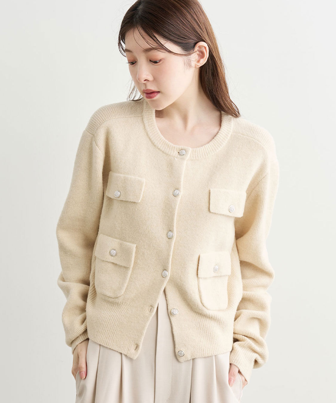 COCO DEAL「ブークレ―ポケットカーディガン」|カーディガン|ベージュ