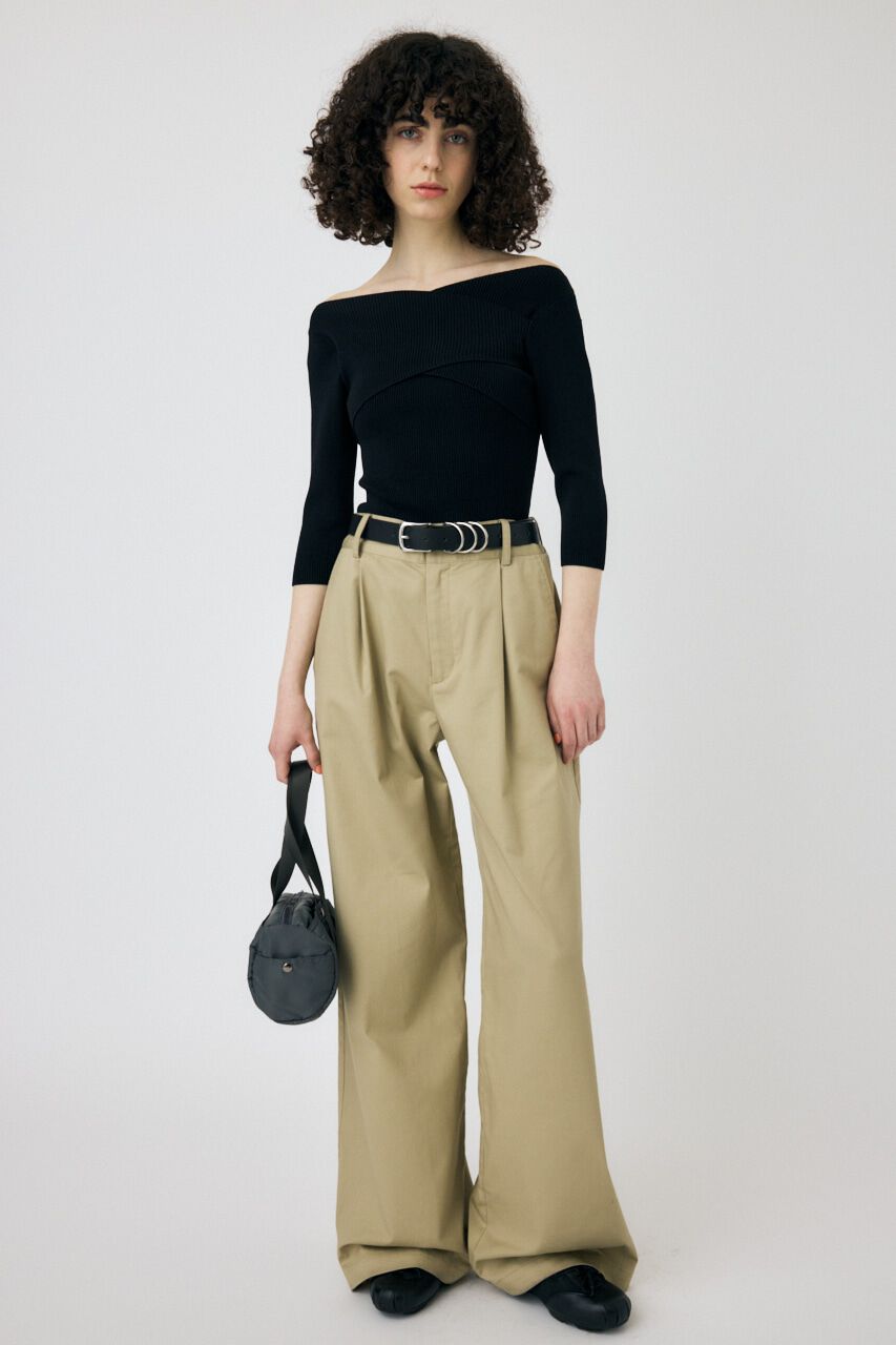 MOUSSY「CROSS OFF SHOULDER ニットトップス」|ニット・セーター|