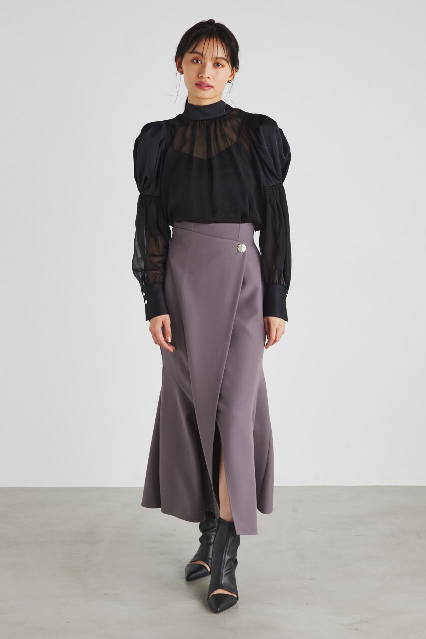 rienda「マテリアルMIXボウタイBLS」|シャツ・ブラウス|