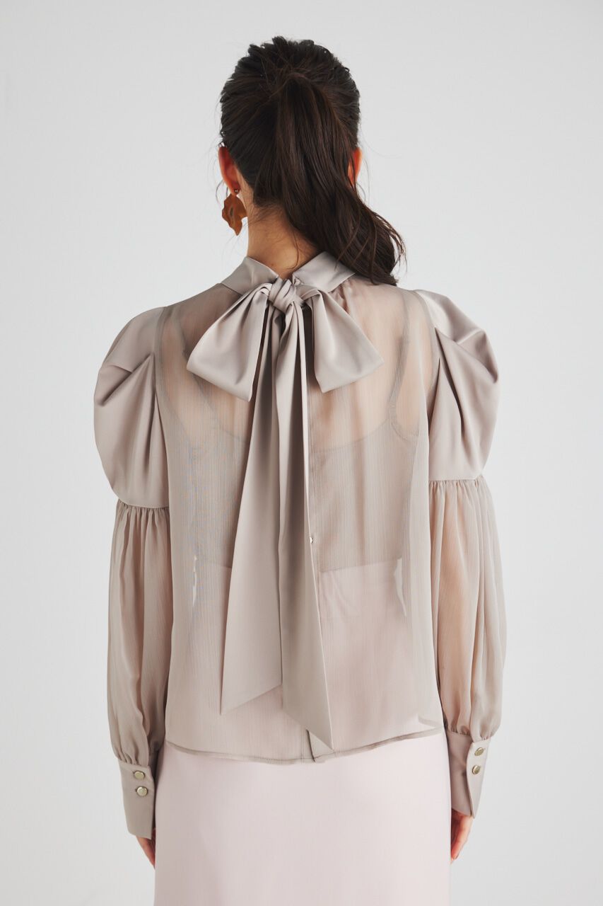 rienda「マテリアルMIXボウタイBLS」|シャツ・ブラウス|