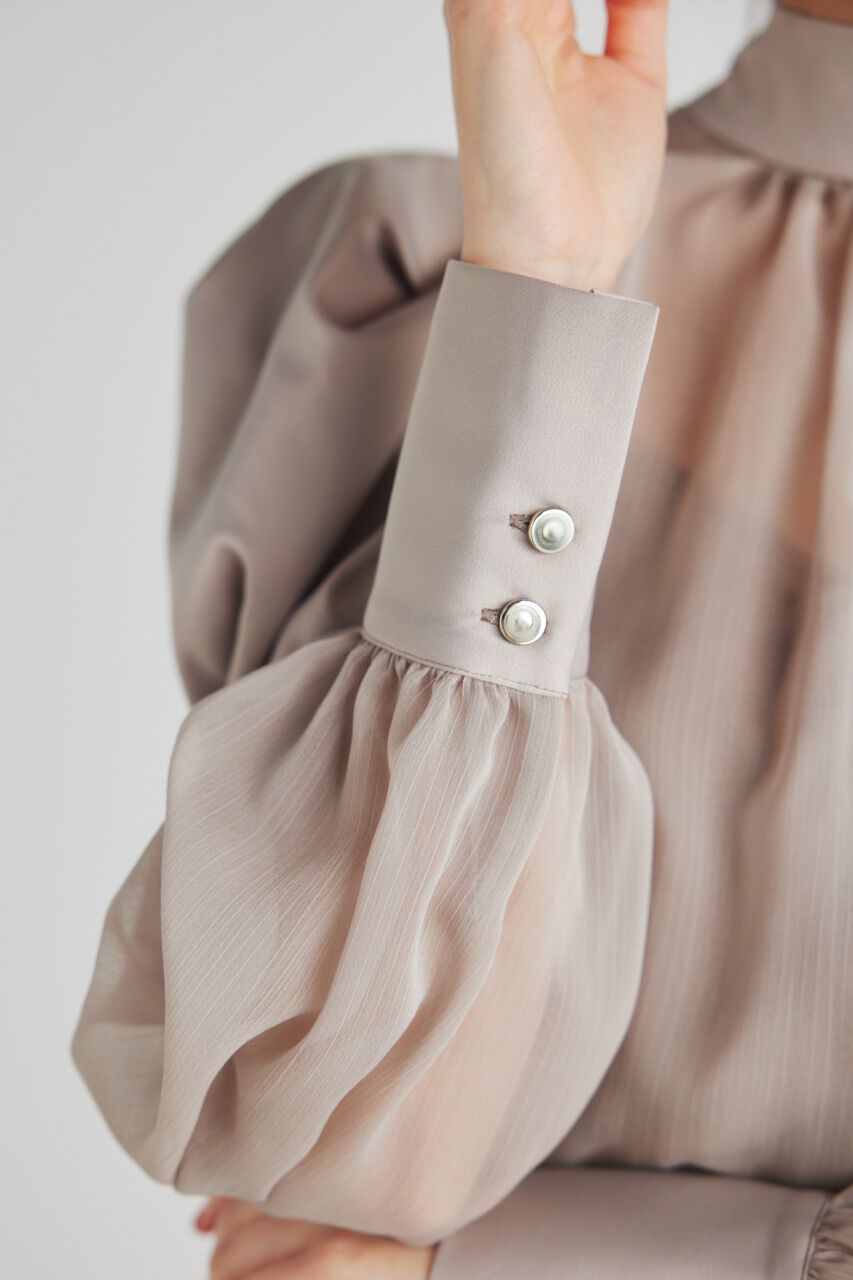 rienda「マテリアルMIXボウタイBLS」|シャツ・ブラウス|