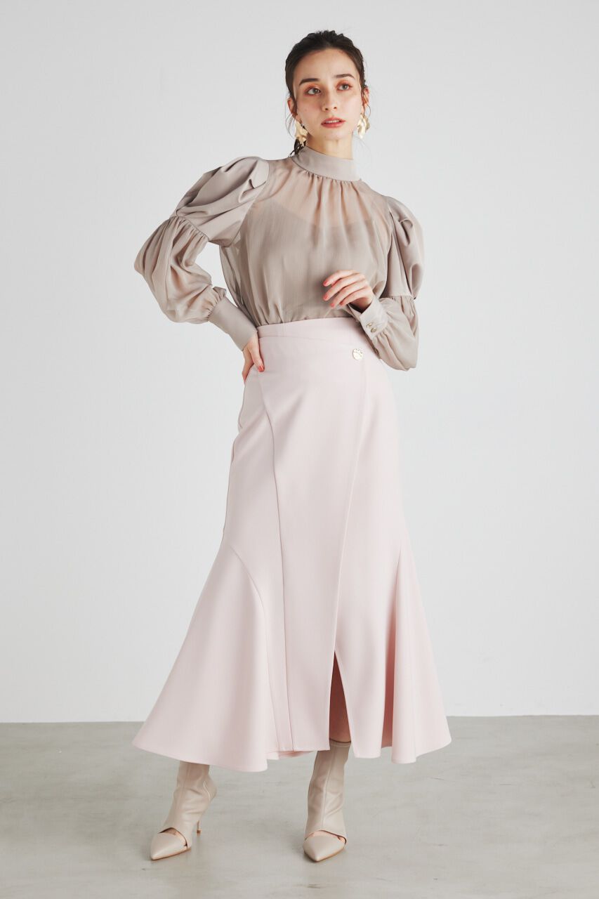 rienda「マテリアルMIXボウタイBLS」|シャツ・ブラウス|