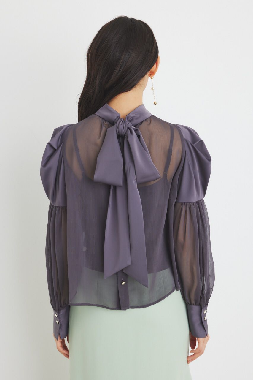 rienda「マテリアルMIXボウタイBLS」|シャツ・ブラウス|