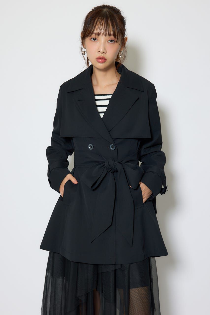 rienda「フラップフレアトレンチコート」|その他|BLK