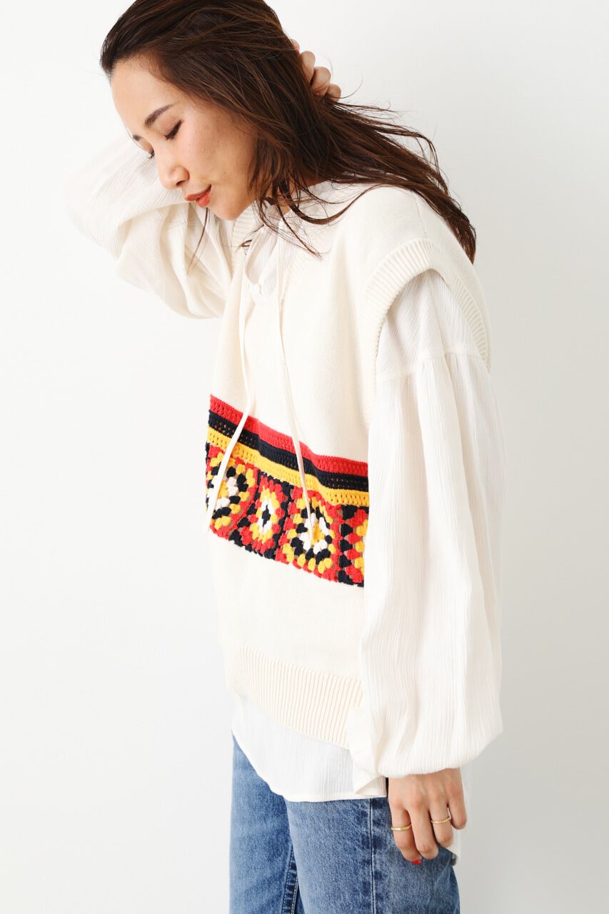 RODEO CROWNS「クロシェモチーフニットベスト」|ダウンベスト・ベスト|