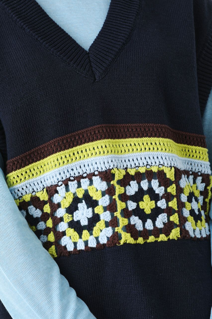 RODEO CROWNS「クロシェモチーフニットベスト」|ダウンベスト・ベスト|