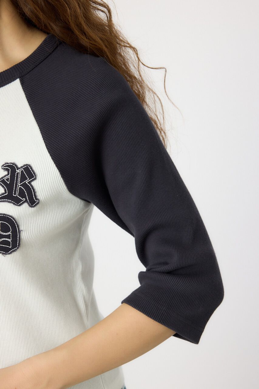 RODEO CROWNS「ダメージアップリケラグランリブ Tシャツ」|Tシャツ・カットソー|