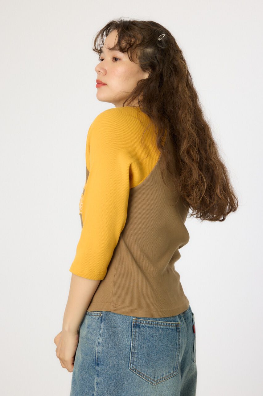 RODEO CROWNS「ダメージアップリケラグランリブ Tシャツ」|Tシャツ・カットソー|