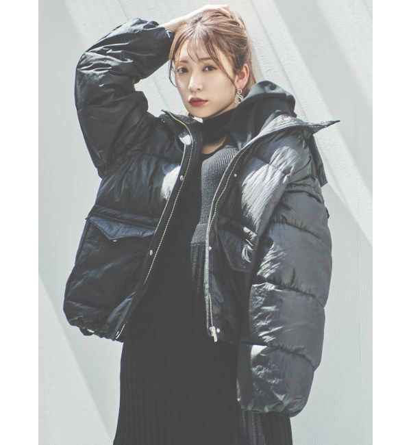 dazzlin「【吉田朱里コラボ】2wayボリューム中綿ブルソン」|ブルゾン・スタジャン|ブラック