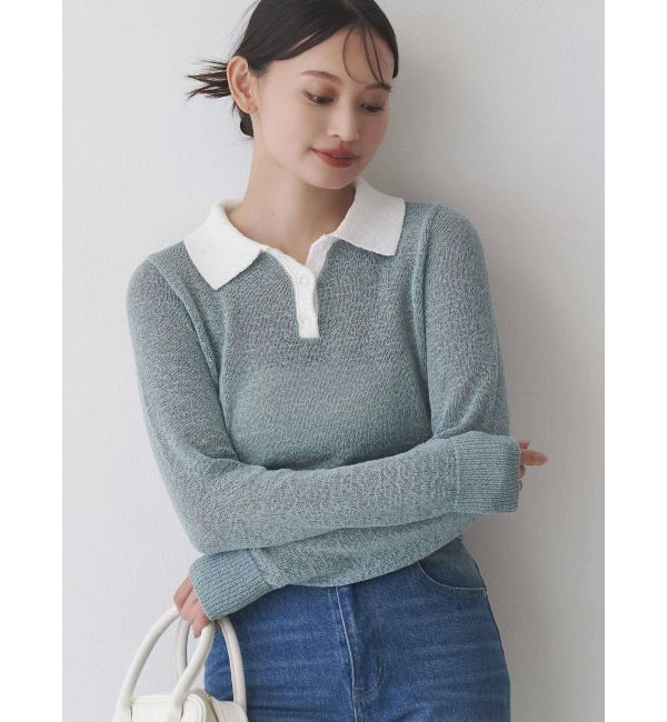 MERCURYDUO「クリアボタンポロニット」|ニット・セーター|