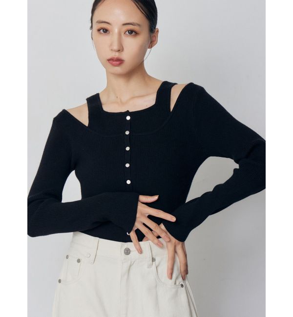 MURUA「フロントボタンデザインニット」|ニット・セーター|ブラック