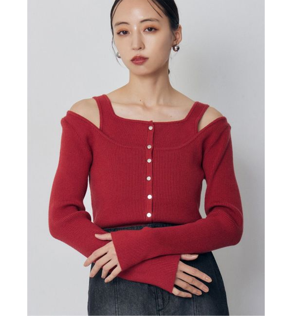 MURUA「フロントボタンデザインニット」|ニット・セーター|レッド