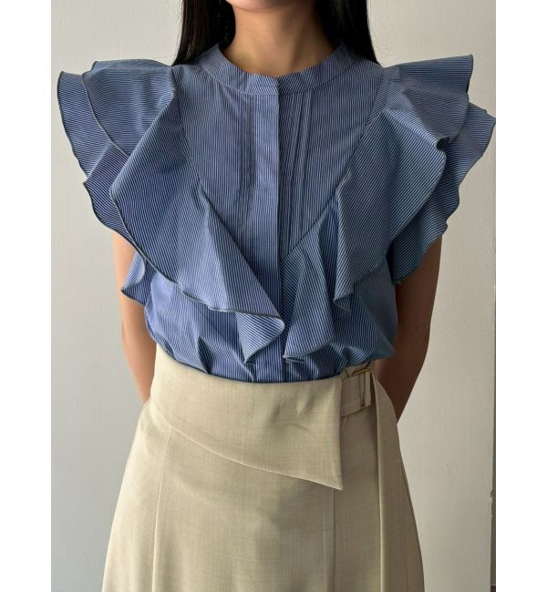 LAGUNAMOON「フリルピンタックノースリーブブラウス」|シャツ・ブラウス|