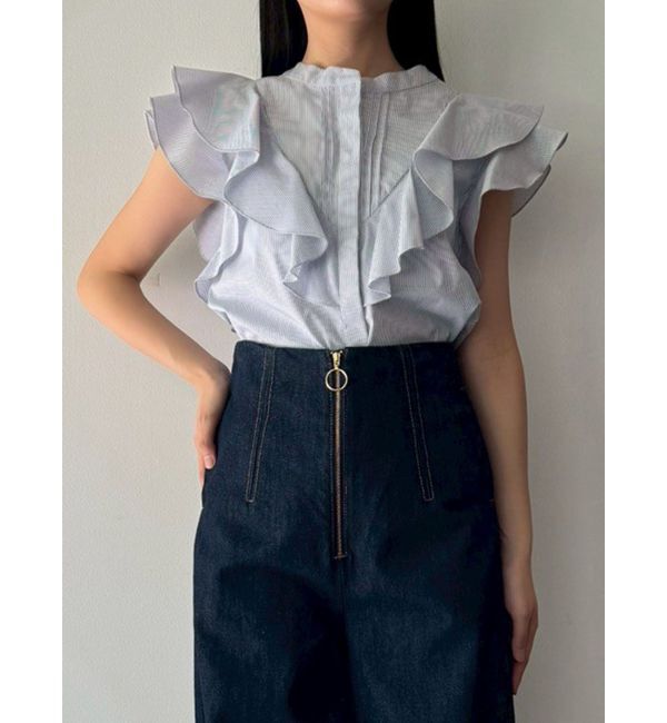 LAGUNAMOON「フリルピンタックノースリーブブラウス」|シャツ・ブラウス|