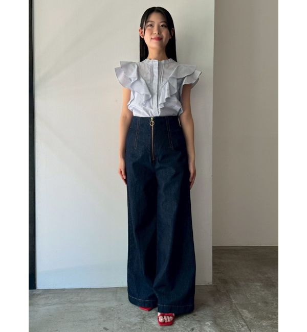 LAGUNAMOON「フリルピンタックノースリーブブラウス」|シャツ・ブラウス|