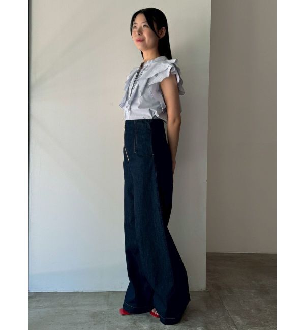 LAGUNAMOON「フリルピンタックノースリーブブラウス」|シャツ・ブラウス|