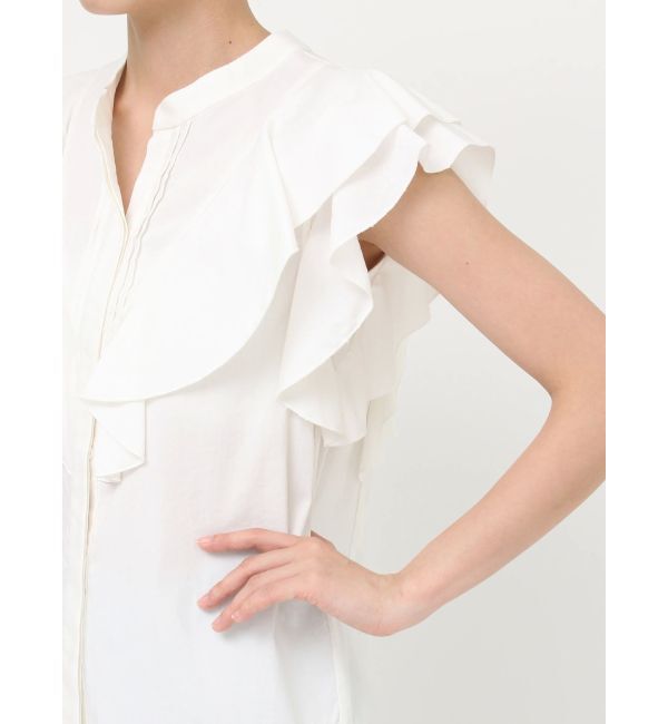 LAGUNAMOON「フリルピンタックノースリーブブラウス」|シャツ・ブラウス|