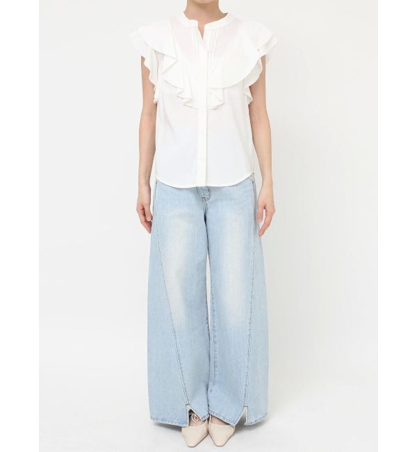 LAGUNAMOON「フリルピンタックノースリーブブラウス」|シャツ・ブラウス|