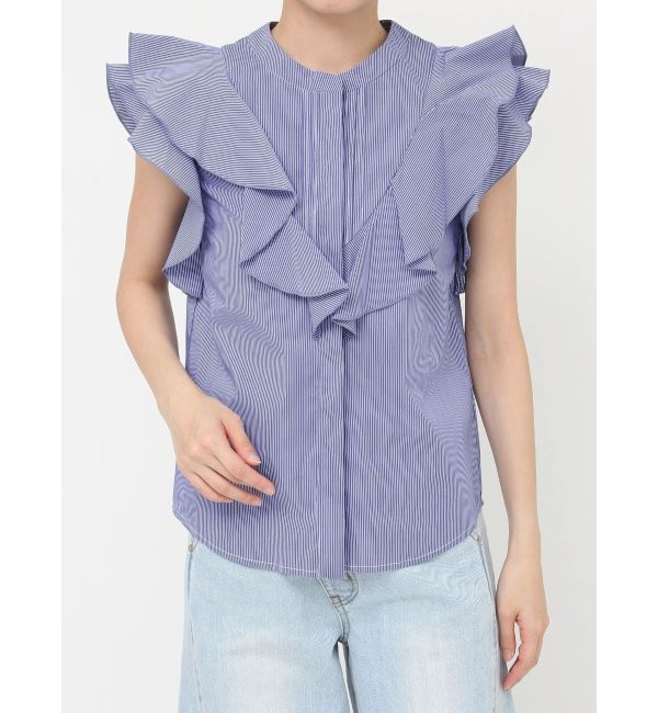 LAGUNAMOON「フリルピンタックノースリーブブラウス」|シャツ・ブラウス|