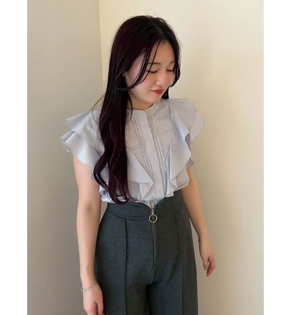LAGUNAMOON「フリルピンタックノースリーブブラウス」|シャツ・ブラウス|