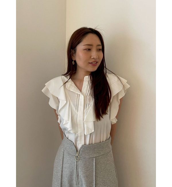 LAGUNAMOON「フリルピンタックノースリーブブラウス」|シャツ・ブラウス|