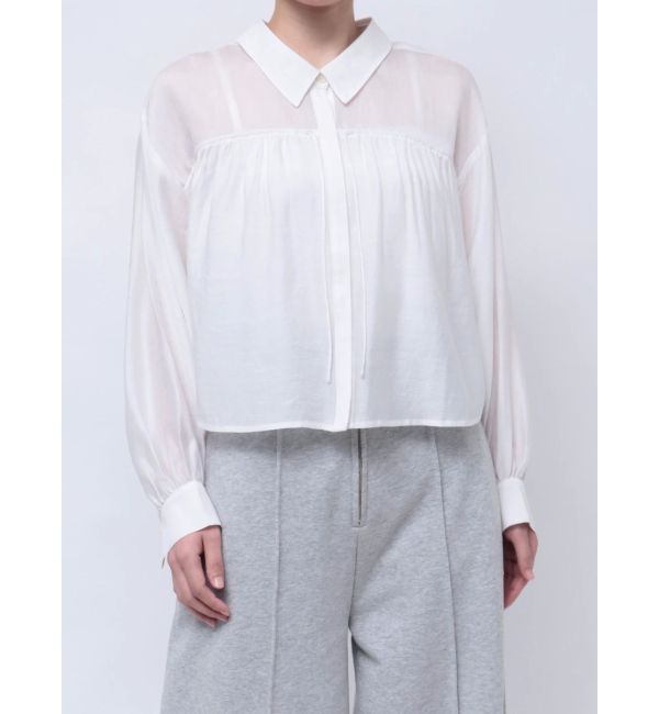 LAGUNAMOON「セミシアーギャザーショートシャツ」|シャツ・ブラウス|