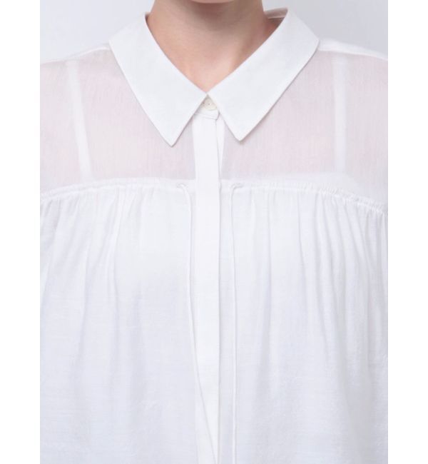 LAGUNAMOON「セミシアーギャザーショートシャツ」|シャツ・ブラウス|