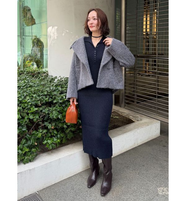 LAGUNAMOON「フェイクフェザーワイドカラーショートコート」|その他|