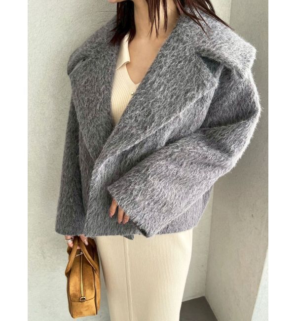 LAGUNAMOON「フェイクフェザーワイドカラーショートコート」|その他|