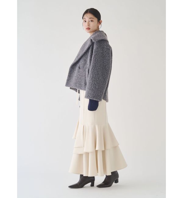LAGUNAMOON「フェイクフェザーワイドカラーショートコート」|その他|