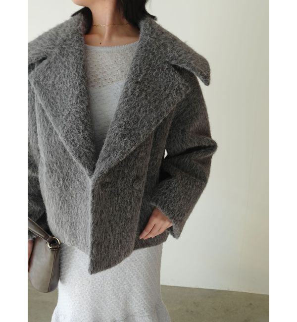 LAGUNAMOON「フェイクフェザーワイドカラーショートコート」|その他|