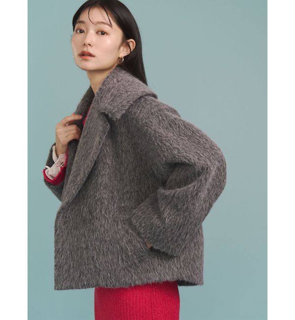 LAGUNAMOON「フェイクフェザーワイドカラーショートコート」|その他|