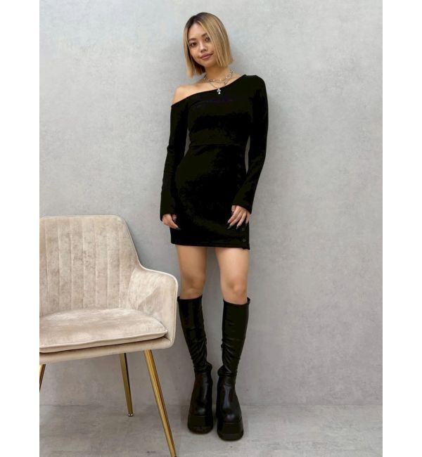 EVRIS「アウトワンショルダーミニワンピース」|ワンピース|