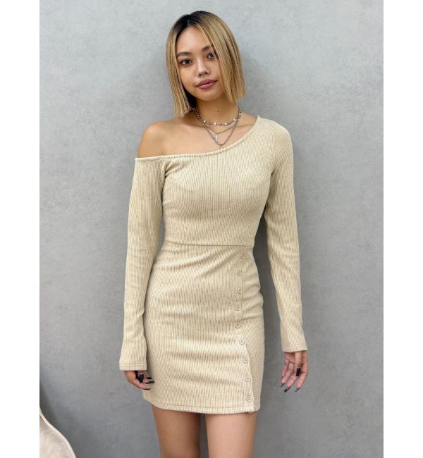 EVRIS「アウトワンショルダーミニワンピース」|ワンピース|